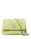 Tory Burch Small Kira Diamond Quilted Convertible Leather Shoulder Bag In Fresh Pear/gold