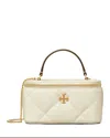 Tory Burch Kira Diamond Quilted Leather Vanity Bag In White
