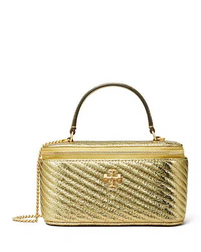 Tory Burch Kira Diamond Quilted Leather Vanity Bag In Gold Metallic Quilted