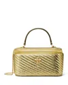 Tory Burch Kira Diamond Quilted Leather Vanity Bag In Gold Metallic Quilted