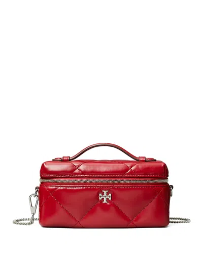 Tory Burch Kira Diamond Quilted Leather Vanity Case In Red