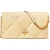 Tory Burch Kira Diamond Quilted Leather Wallet On A Chain In Vanilla Soft Serve