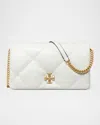 Tory Burch Kira Diamond Quilted Leather Wallet On Chain In Blanc