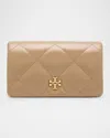 Tory Burch Kira Diamond Quilted Leather Wallet On Chain In Taupe Oak