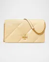 Tory Burch Kira Diamond Quilted Leather Wallet On Chain In Vanilla Soft Serve
