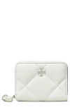 Tory Burch Kira Diamond Quilted Leather Zip Wallet In White