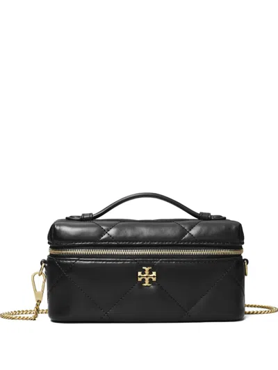 Tory Burch Kira Diamond Quilt East-west Vanity Case In Black