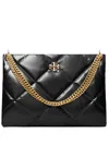 Tory Burch Kira Diamond Quilted Leather Hobo Bag In Black