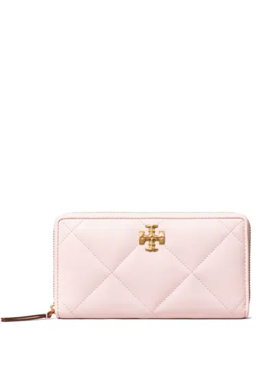 Tory Burch Kira Leather Wallet In Rose Salt/gold