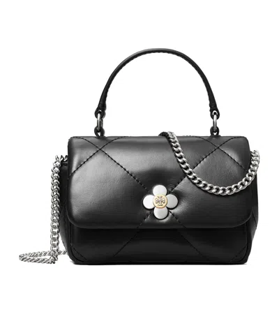 Tory Burch Kira Diamond-shaped Quilted Four-leaf Clover Mini Shoulder Bag In Black