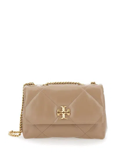 Tory Burch 'kira Diamond Small' Beige Crossbody Bag With Double T Logo