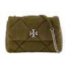 Tory Burch Kira Diamond Quilt Suede Small Convertible Shoulder Bag In Green