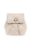 Tory Burch Kira Diamond Small Leather Backpack In White