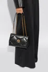 Tory Burch Kira Diamond Quilted Leather Small Convertible Shoulder Bag In Black