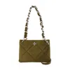 Tory Burch Small Kira Diamond Quilt Suede Shoulder Bag In Green