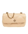Tory Burch Mini Kira Quilted Leather Crossbody Bag In Nude