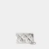 Tory Burch Kira Diamond Wallet On Chain -  - Leather - Silver In Silver