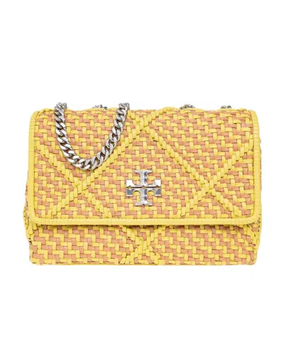Tory Burch Kira Diamond Woven Shoulder Bag In Yellow