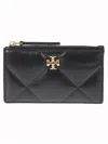 Tory Burch Kira Diamond Zip Card Case In Black