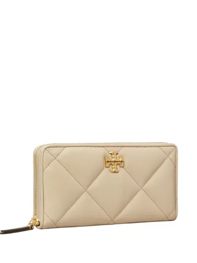 Tory Burch Kira Diamond-quilted Wallet In Neutral