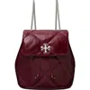 Tory Burch Kira Distressed Diamond Quilted Leather Backpack In Red