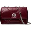 Tory Burch Kira Distressed Diamond Quilted Leather Convertible Shoulder Bag In Red