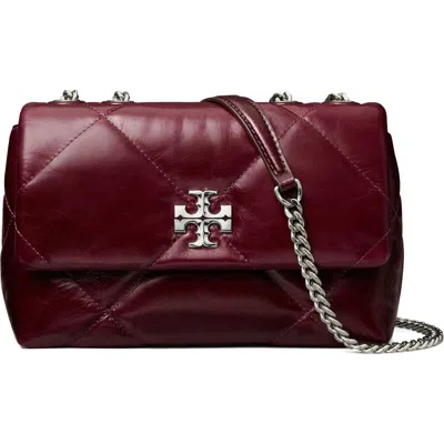 Tory Burch Kira Distressed Diamond Quilted Leather Convertible Shoulder Bag In Red