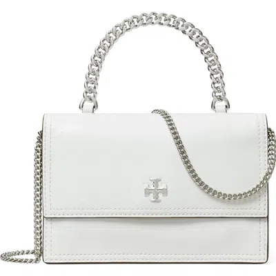 Tory Burch Kira Distressed Mini Top Handle Wallet On A Chain In White