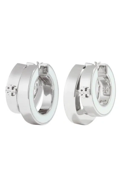 Tory Burch Kira Double Hoop Earrings In Silver