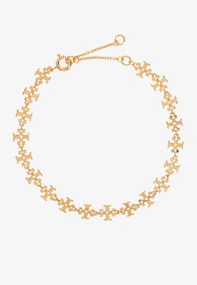 Tory Burch Kira Double-t Brass Bracelet In Gold