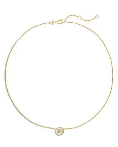 Tory Burch Kira Double T Circle Pendant Necklace In Silver & 18k Gold Plated, 16