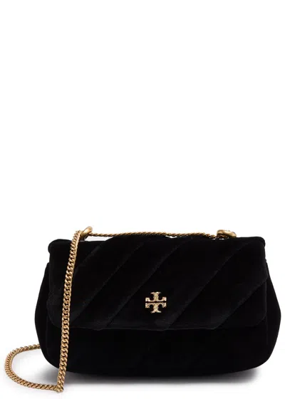 Tory Burch Kira Draped Mini Velvet Cross-body Bag In Black