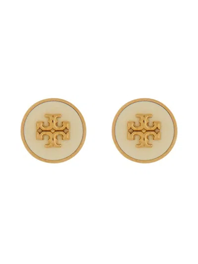 Tory Burch Kira Logoed Earrings In White