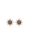 Tory Burch Kira Pearl Crystal Stud Earrings In Yellow