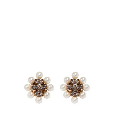 Tory Burch Kira Pearl Crystal Stud Earrings In Tory Silver/pearl/crystal