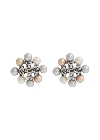 Tory Burch Kira Embellished Faux Pearl Stud Earrings In Multicoloured