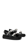Tory Burch Kira Embellished Leather Dual-band Sport Sandals In Perfect Black