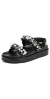 Tory Burch Kira Embellished Leather Dual-band Sport Sandals In Perfect Black