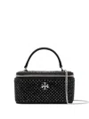 Tory Burch Kira Embellished Satin Vanity Case In Black