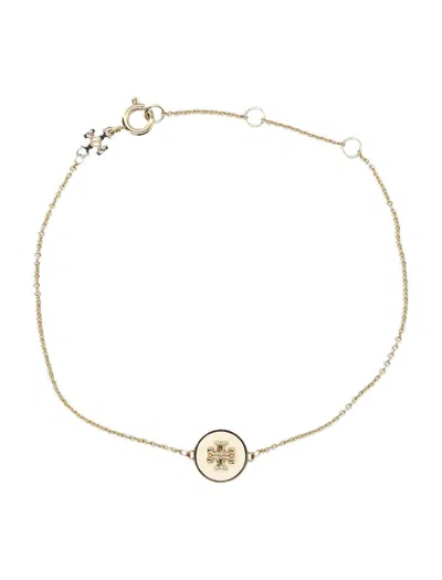 Tory Burch Kira Enamel Chain Bracelet In Tory Gold / New Ivory