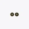 Tory Burch Black Earings With Circular Shape And Double T Motif In Brass Blend Woman In Black