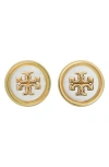 Tory Burch Kira Enamel Circle Stud Earrings In Tory Gold/tory Silver