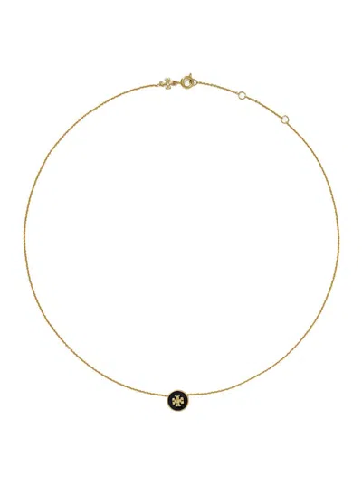 TORY BURCH 'KIRA' METALLIC NECKLACE WITH PENDANT AND REAR LOBSTER CLAW CLOSURE IN BRASS BLEND WOMAN