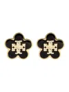 Tory Burch Two-tone Metal And Enamel Kira Earrings In Black