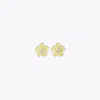 Tory Burch Kira Enamel Flower Stud Earring In Light Silver/yellow
