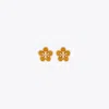 Tory Burch Kira Flower Stud Earrings In Tory Gold/brown