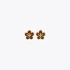 Tory Burch Kira Enamel Flower Stud Earring In Tory Gold/burgundy