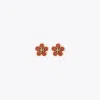 Tory Burch Kira Enamel Flower Stud Earring In Tory Gold/matchstick Red