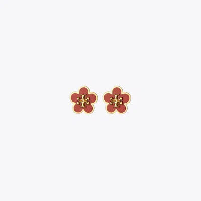 Tory Burch Kira Enamel Flower Stud Earring In Red