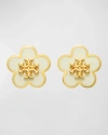 Tory Burch Kira Enamel Flower Stud Earrings In Tory Gold New Iv